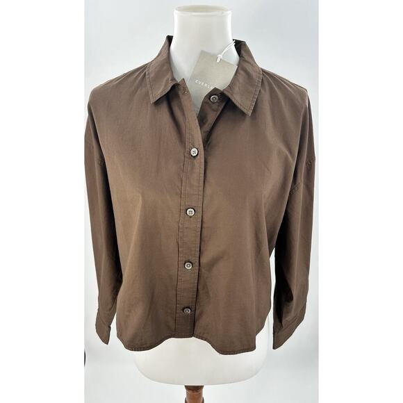 Everlane Tops - Everlane Boxy Button Front Shirt XS Brown 100% Cotton Oversized Long Sleeve NWT